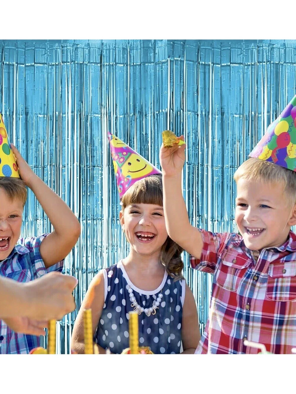 10 Pack Light Blue Fringe Backdrop Curtains, Light Blue Streamers Party...